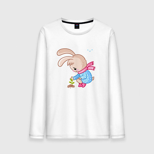 Мужской лонгслив Зайка посадил цветок / Белый – фото 1