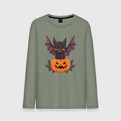 Мужской лонгслив Летучая мышь на тыкве