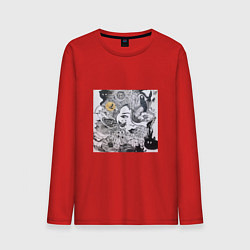 Мужской лонгслив Лицо в абстракционистском стиле и животные
