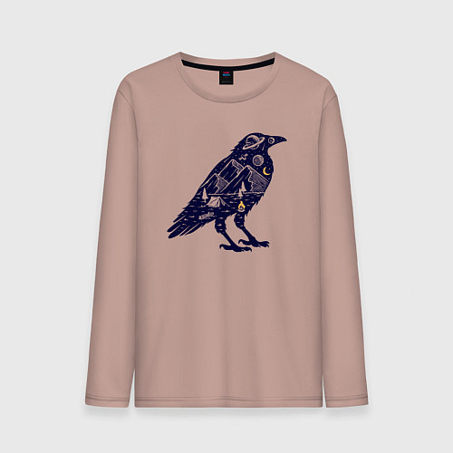 Мужской лонгслив Ворон путешественник / Пыльно-розовый – фото 1