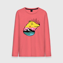 Лонгслив хлопковый мужской Лесной медведь и человек, цвет: коралловый