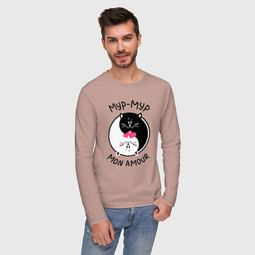 Мужской лонгслив Мур-мур mon amour / Пыльно-розовый – фото 3