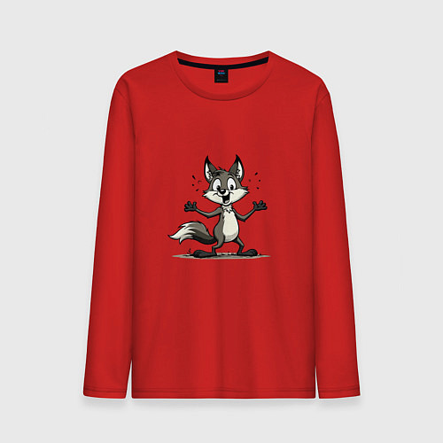 Мужской лонгслив Лис-доброжелатель / Красный – фото 1