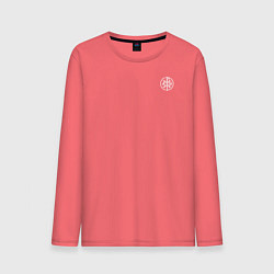 Лонгслив хлопковый мужской Сокрушу пред ним врагов его малая хризма белая, цвет: коралловый