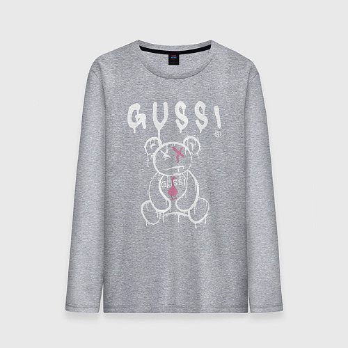 Мужской лонгслив Гусси - мишка с гусем / Меланж – фото 1