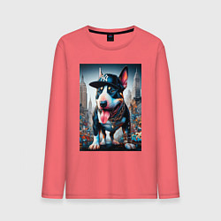 Мужской лонгслив Funny bull terrier in New York - ai art