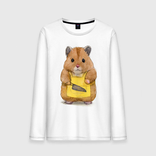 Мужской лонгслив Хомяк повар / Белый – фото 1