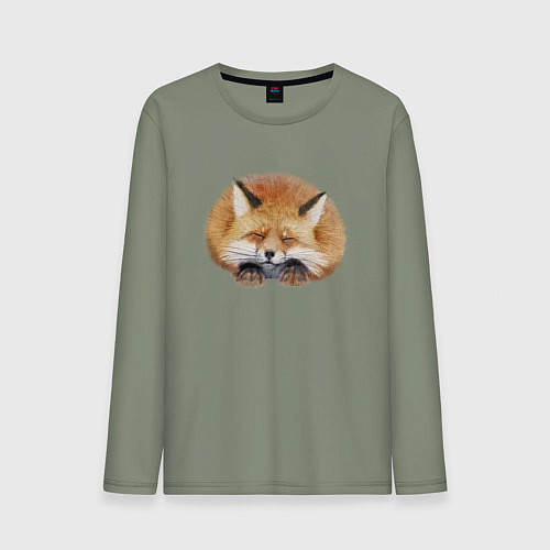 Мужской лонгслив Милая пушистая лисичка / Авокадо – фото 1