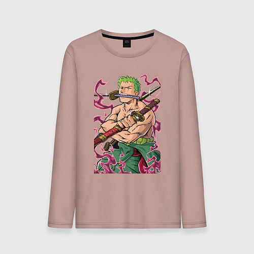 Мужской лонгслив Ван-пис Зоро пират / Пыльно-розовый – фото 1