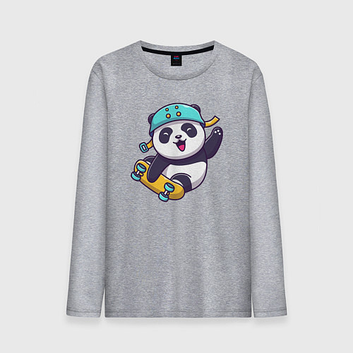 Мужской лонгслив Skater panda / Меланж – фото 1