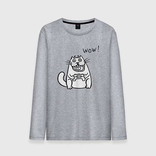 Мужской лонгслив Котик вау / Меланж – фото 1