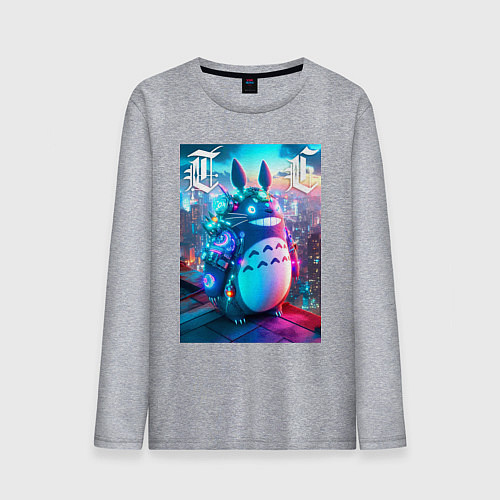 Мужской лонгслив Cool Totoro - cyberpunk / Меланж – фото 1
