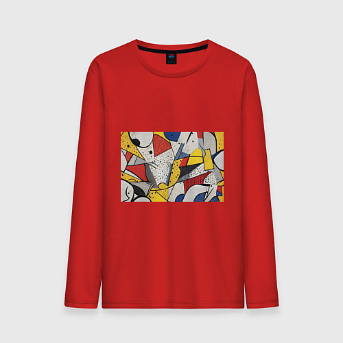 Мужской лонгслив Поп-арт яркая абстракция / Красный – фото 1