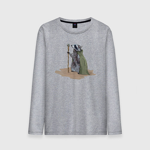 Мужской лонгслив Енот с посохом / Меланж – фото 1