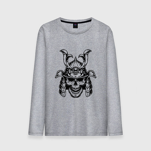 Мужской лонгслив Череп самурая в шлеме / Меланж – фото 1