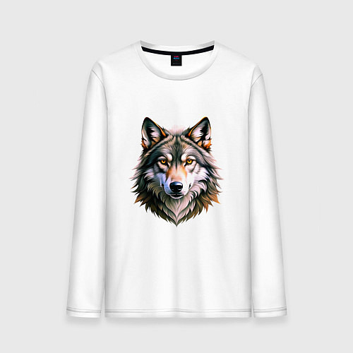 Мужской лонгслив Серьёзный волчара / Белый – фото 1