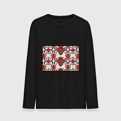 Мужской лонгслив Узор красно-синий на белом фоне