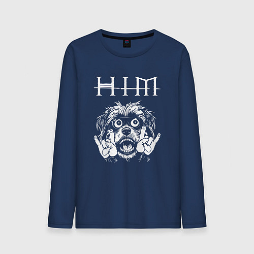 Мужской лонгслив HIM rock dog / Тёмно-синий – фото 1