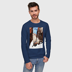 Лонгслив хлопковый мужской Western style, цвет: тёмно-синий — фото 2