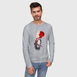 Лонгслив хлопковый мужской Заяц ронин, цвет: меланж — фото 2