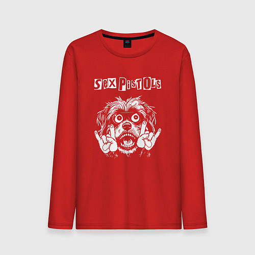 Мужской лонгслив Sex Pistols rock dog / Красный – фото 1