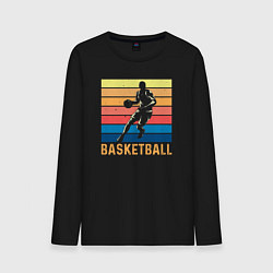 Лонгслив хлопковый мужской Basketball lettering, цвет: черный