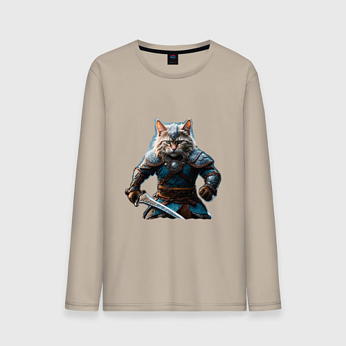 Мужской лонгслив Кот викинг / Миндальный – фото 1