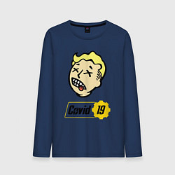 Лонгслив хлопковый мужской Vault boy - covid 19, цвет: тёмно-синий