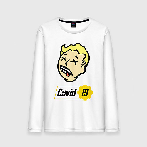 Мужской лонгслив Vault boy - covid 19 / Белый – фото 1