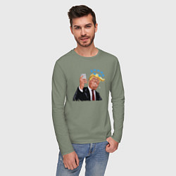 Лонгслив хлопковый мужской Твиттер Трампа, цвет: авокадо — фото 2