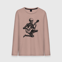Лонгслив хлопковый мужской Скелетик музыкант, цвет: пыльно-розовый