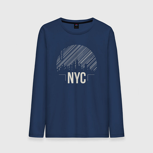 Мужской лонгслив NYC vibe / Тёмно-синий – фото 1