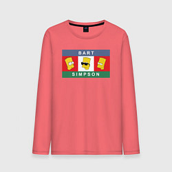 Лонгслив хлопковый мужской Bart Simpson дикая голова, цвет: коралловый