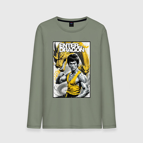 Мужской лонгслив Выход дракона - Брюс Ли / Авокадо – фото 1