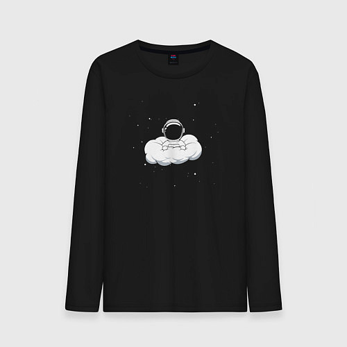 Мужской лонгслив Космонавт в облаках / Черный – фото 1