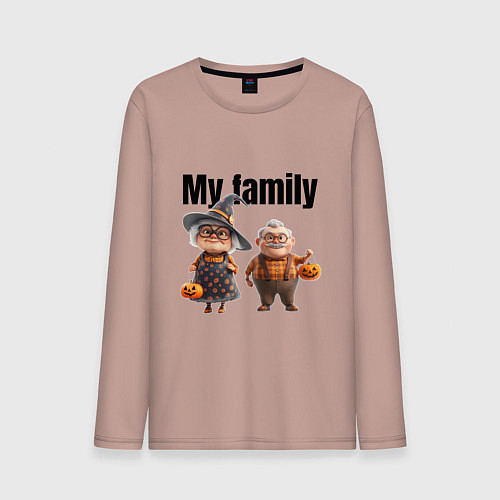 Мужской лонгслив Моя семья / Пыльно-розовый – фото 1