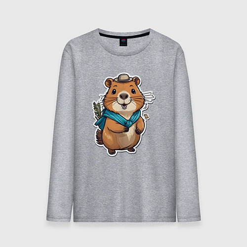 Мужской лонгслив Счастливая капибара / Меланж – фото 1