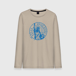 Лонгслив хлопковый мужской США - статуя свободы, цвет: миндальный