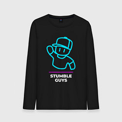 Мужской лонгслив Символ Stumble Guys в неоновых цветах