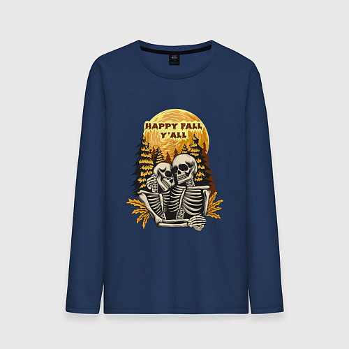 Мужской лонгслив Пара скелетов / Тёмно-синий – фото 1