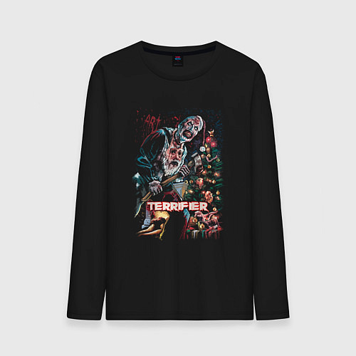 Мужской лонгслив Фильм ужасающий - клоун арт / Черный – фото 1