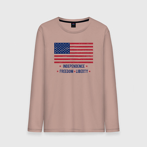Мужской лонгслив США - независимость и свобода / Пыльно-розовый – фото 1