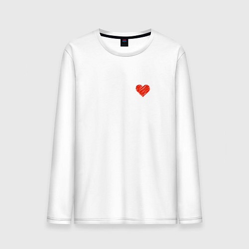 Мужской лонгслив Сердце штрихами / Белый – фото 1