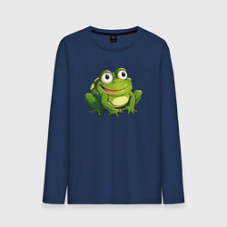 Лонгслив хлопковый мужской Смешная жаба, цвет: тёмно-синий