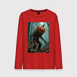 Лонгслив хлопковый мужской Тыквенный монстр, цвет: красный