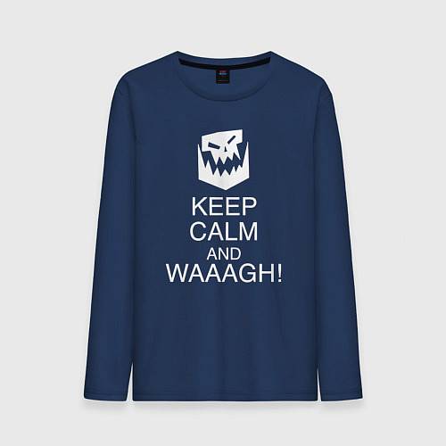 Мужской лонгслив Warhammer keep calm and waaagh / Тёмно-синий – фото 1