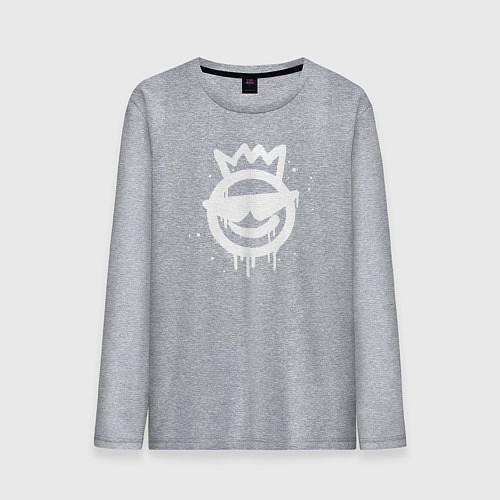Мужской лонгслив Смайлик в короне - граффити / Меланж – фото 1