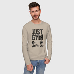 Лонгслив хлопковый мужской Just gym, цвет: миндальный — фото 2