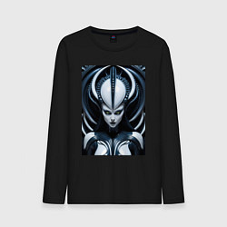 Лонгслив хлопковый мужской Девушка инопланетянка в стиле Гигера, цвет: черный