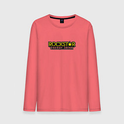 Лонгслив хлопковый мужской Rockstar energy logo, цвет: коралловый